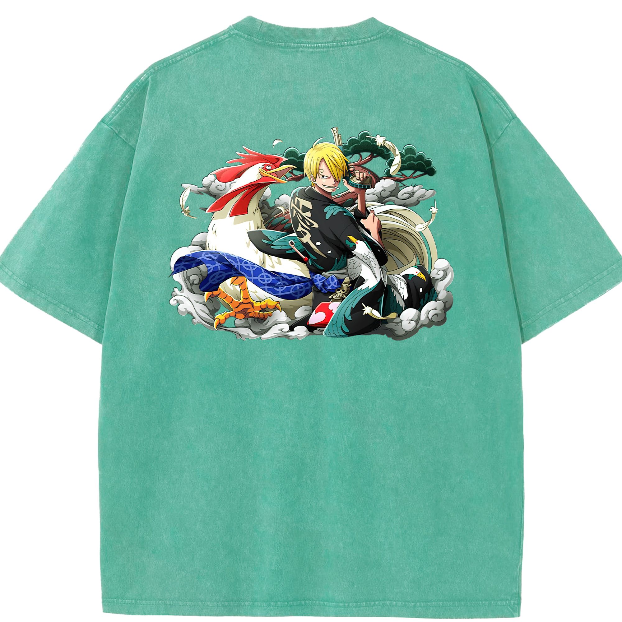 ワンピース サンジ ONE PIECE Sanji 綿100% ヴィンテージ風 半袖Tシャツ（背面プリント）